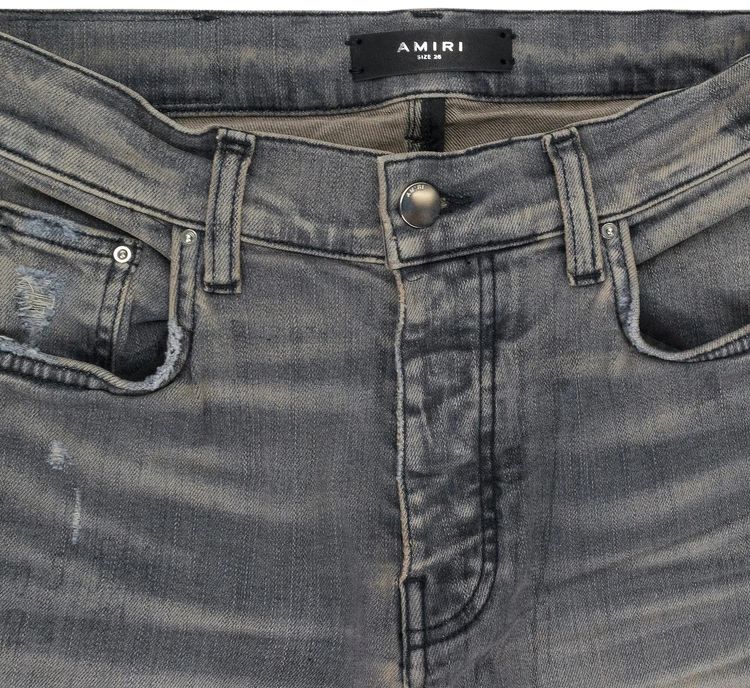 Amiri Military Stencil Skinny Jeans Grey