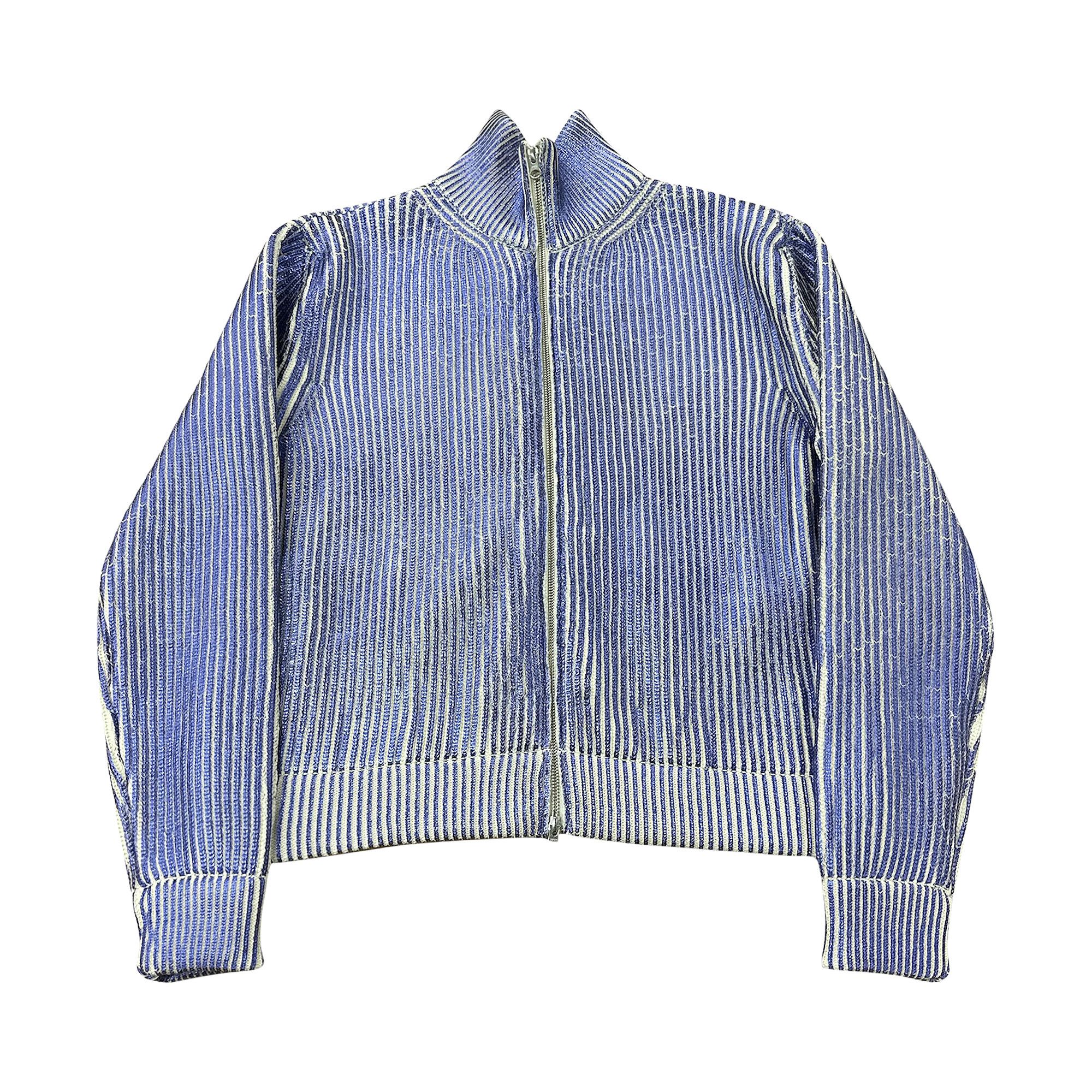 Buy MM6 Maison Margiela Laminated Zip Up Cardigan 'Blue
