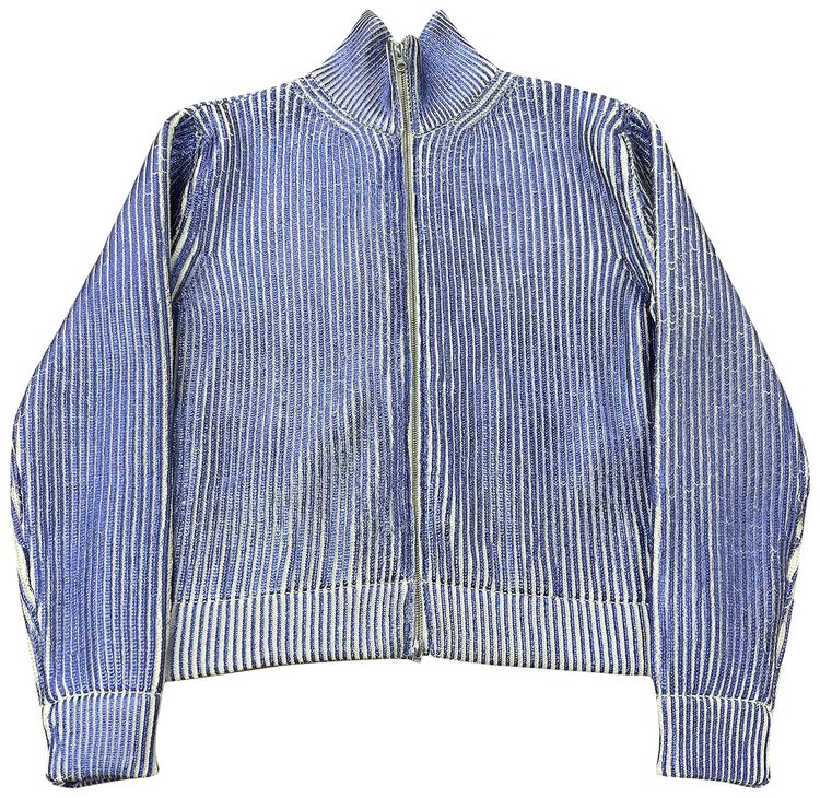 MM6 Maison Margiela Laminated Zip Up Cardigan Blue