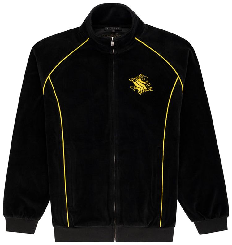 Sp5der Outline Velour Track Jacket Black