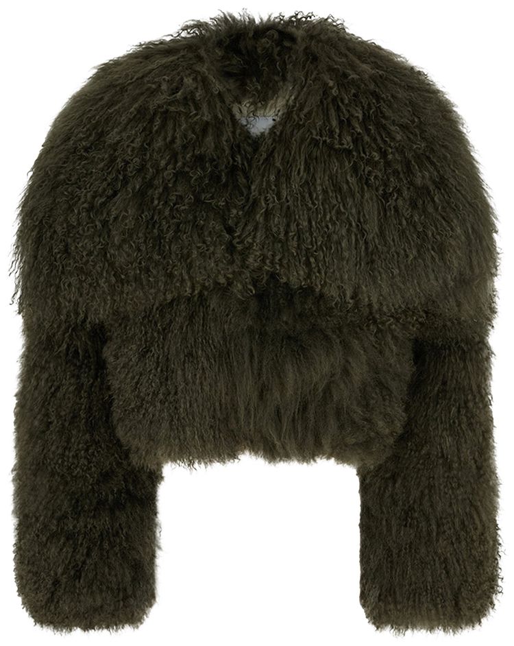 The Attico Mongolian Fur Jacket Green