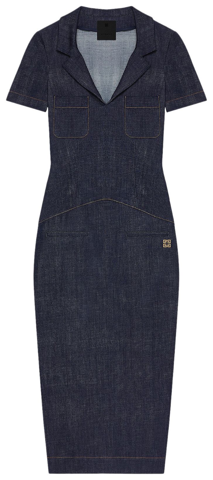 Givenchy Denim Pockets Midi Dress Medium Blue