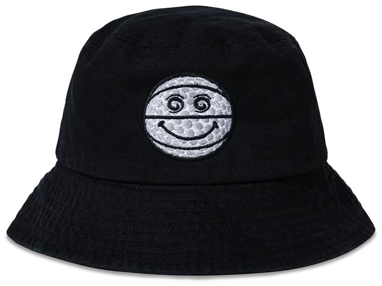 Market Smiley Golf Ball Bucket Hat Black