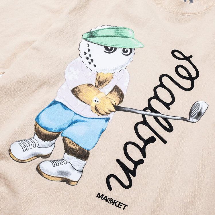 Market Golfing Bear T Shirt Cream