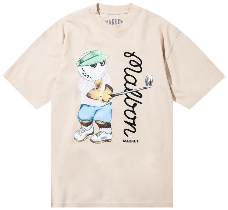 Market Golfing Bear T Shirt Cream