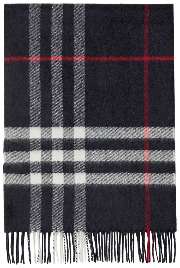 Burberry Check Cashmere Scarf Navy
