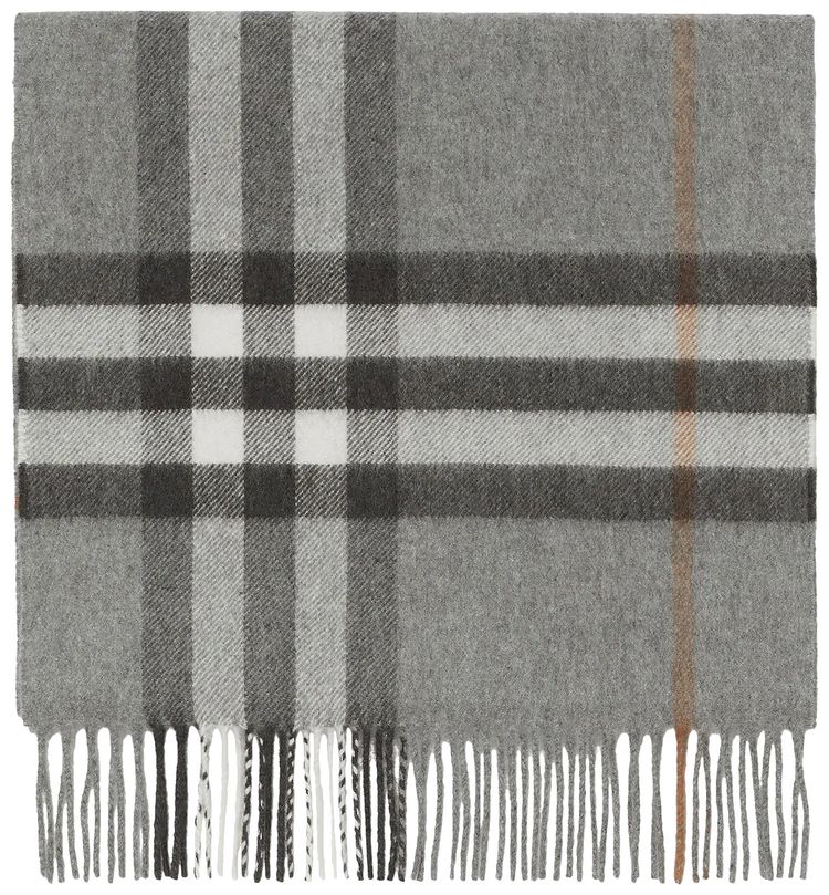 Burberry Check Cashmere Scarf Grey