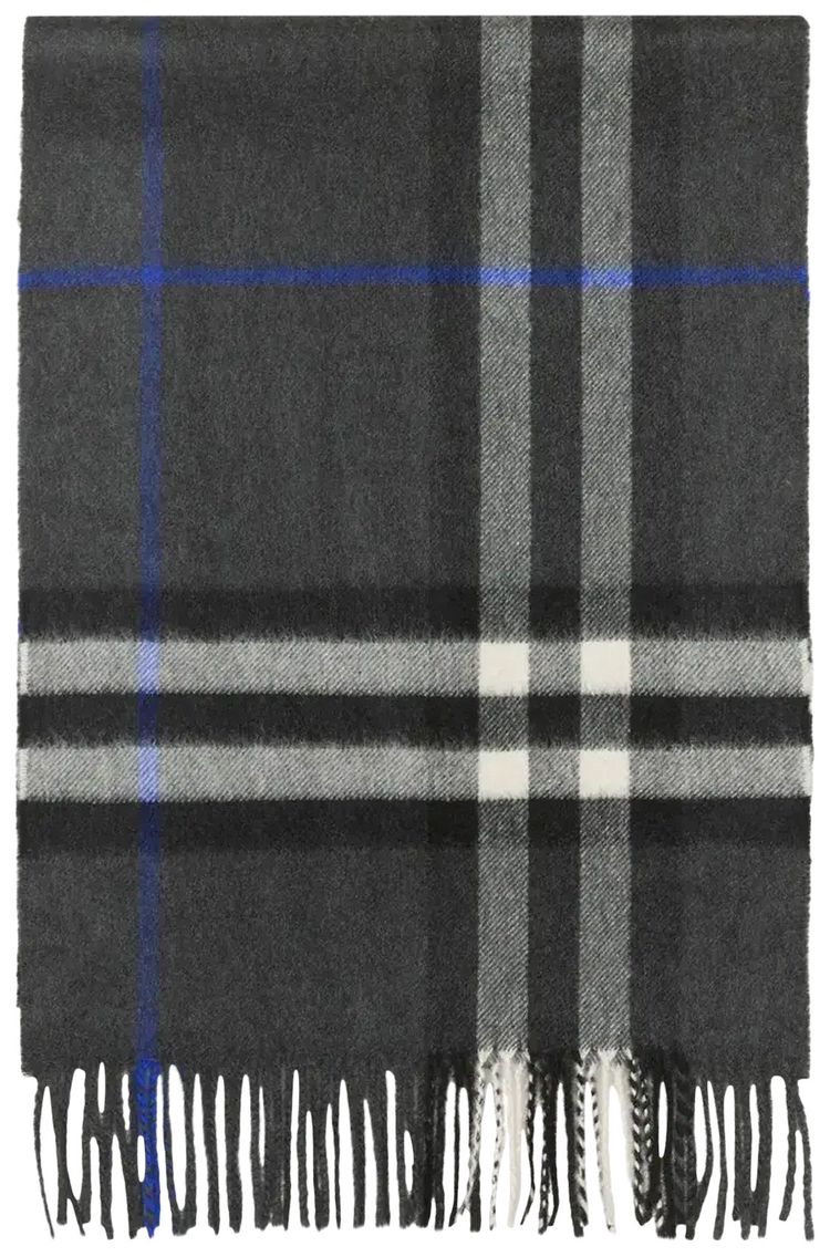 Burberry Check Cashmere Scarf Dark Charcoal