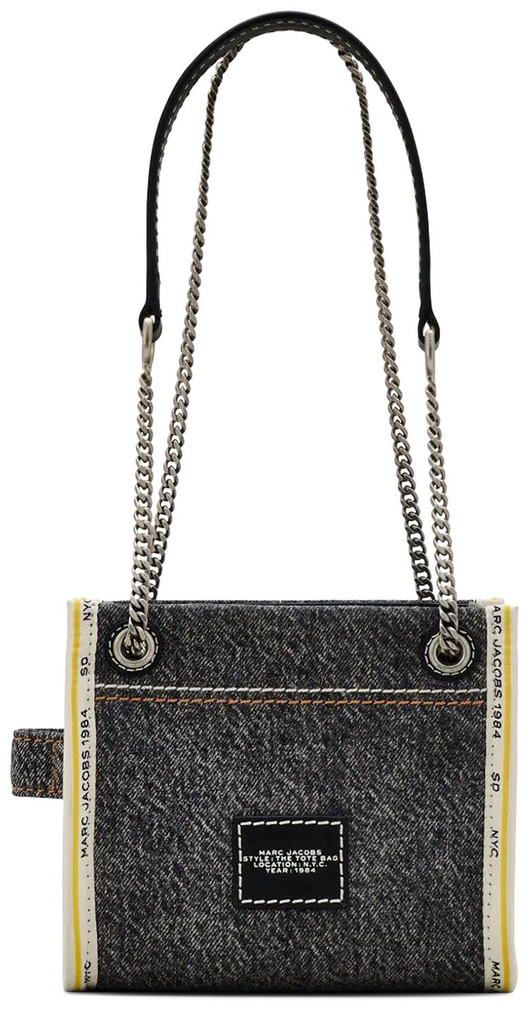 Marc Jacobs Denim Chain Crossbody Tote Bag Black Wash