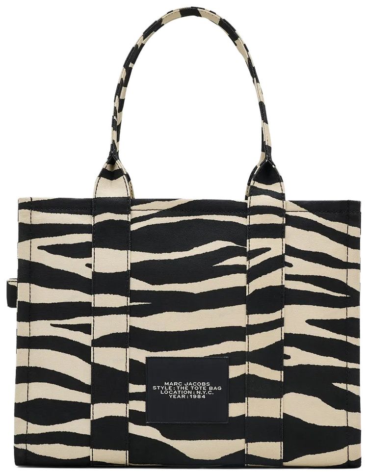 Marc Jacobs Zebra Canvas Large Tote Bag BlackWhite