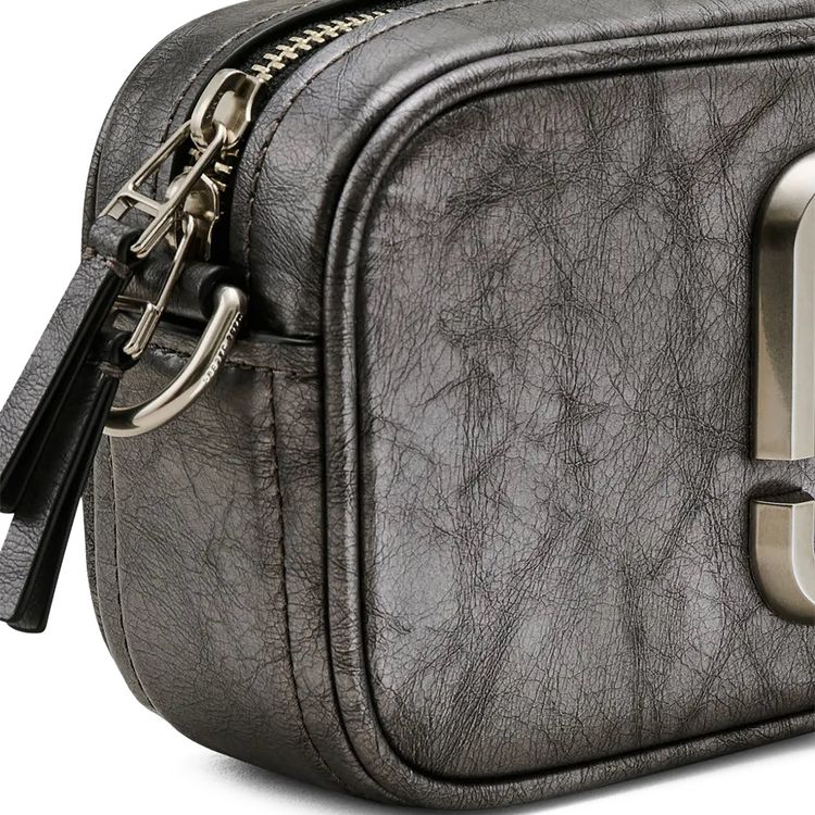 Marc Jacobs Metallic Distressed Big Shot Crossbody Bag Dark Grey