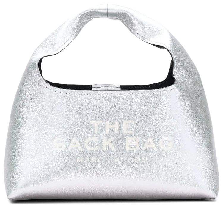Marc Jacobs Metallic Leather Mini Sack Bag Silver