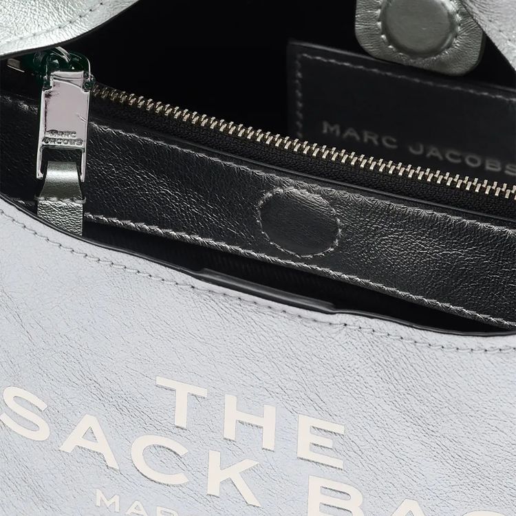 Marc Jacobs Metallic Leather Mini Sack Bag Silver
