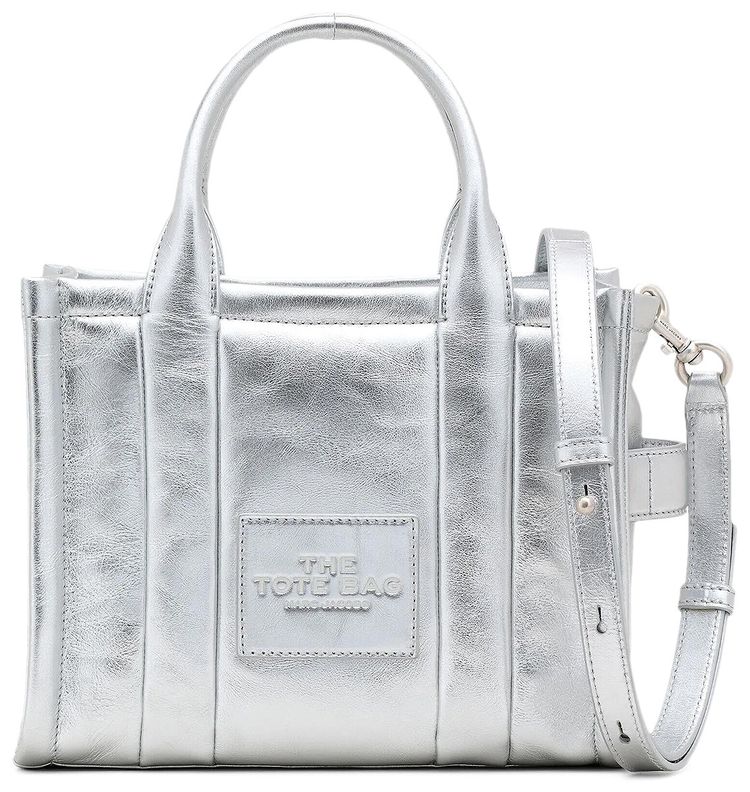 Marc Jacobs Metallic Leather Small Tote Bag Silver