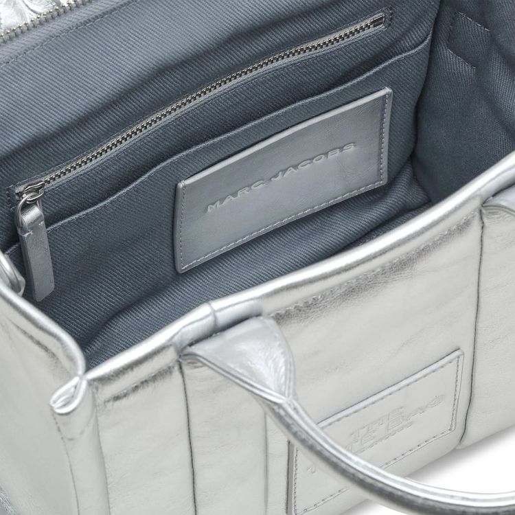 Marc Jacobs Metallic Leather Small Tote Bag Silver