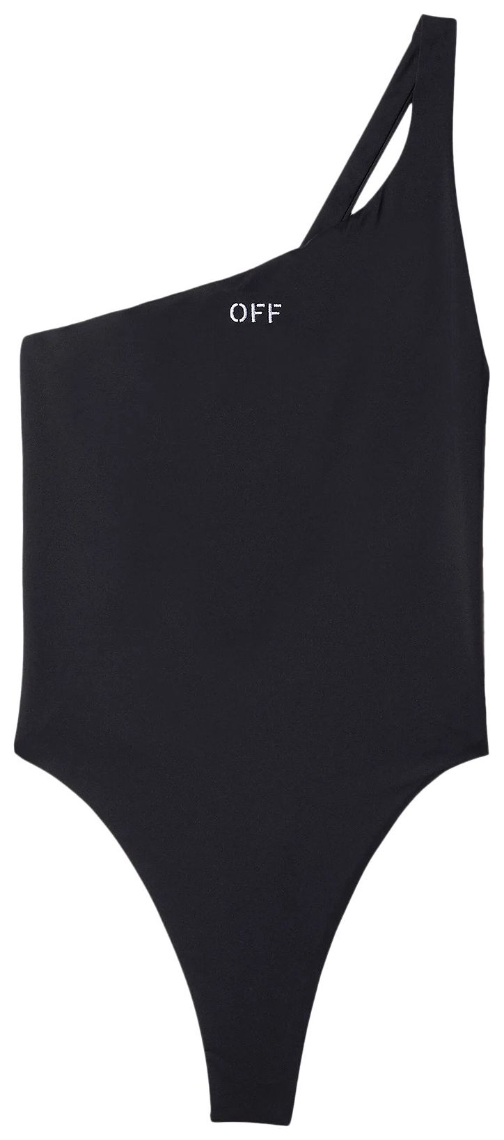 Off White Off Stamp One Shoulder Swimsuit BlackWhite