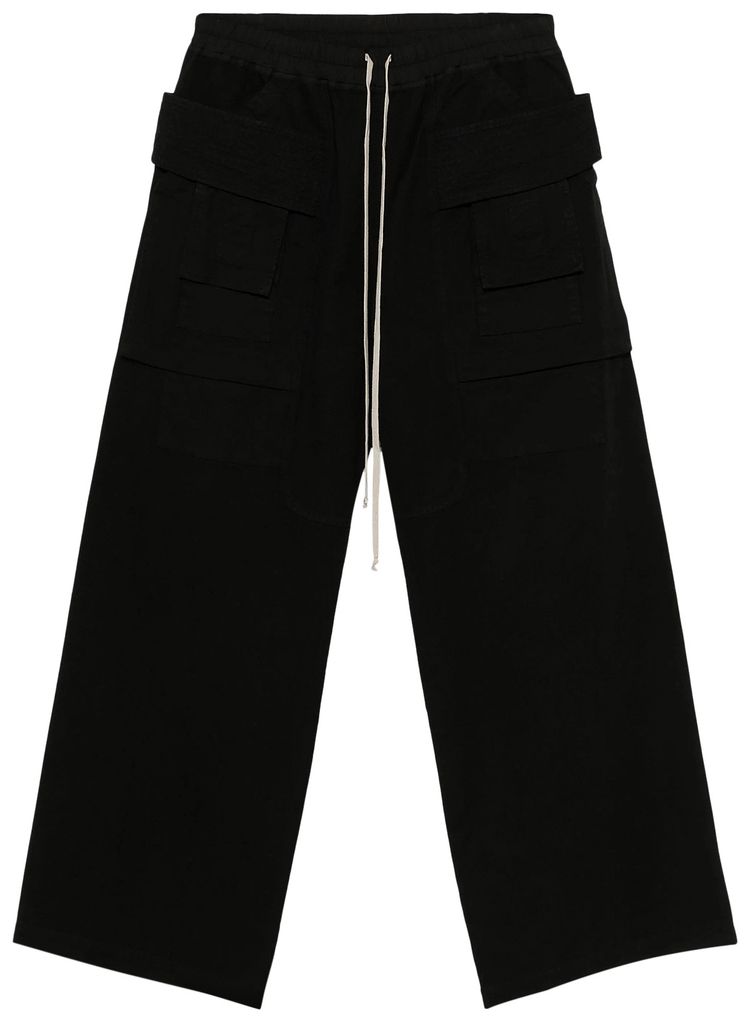 Rick Owens DRKSHDW Canvas Creatch Wide Cargo Drawstring Pants Black
