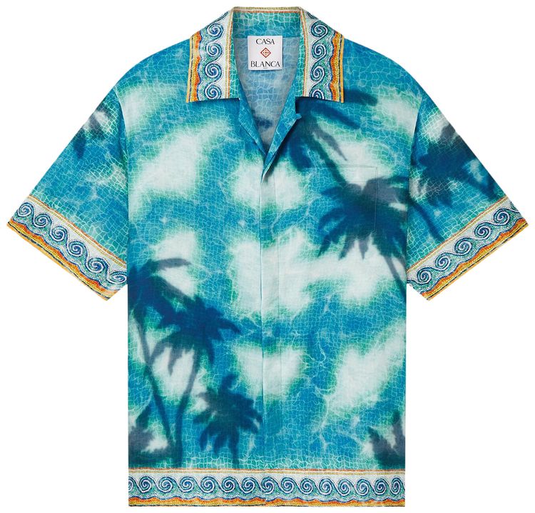 Casablanca Caustics Emblem Silk Shirt Turquoise