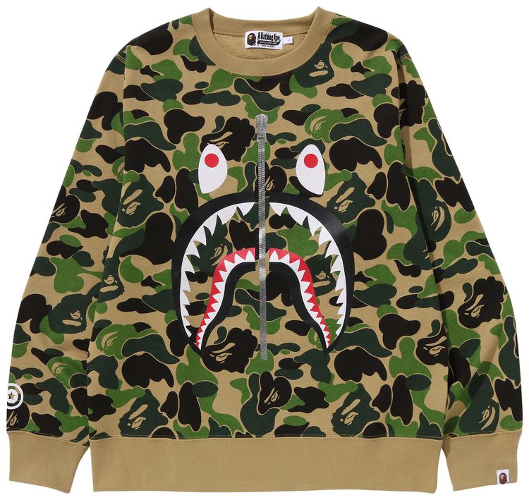 BAPE ABC Camo Shark Crewneck Sweatshirt Green