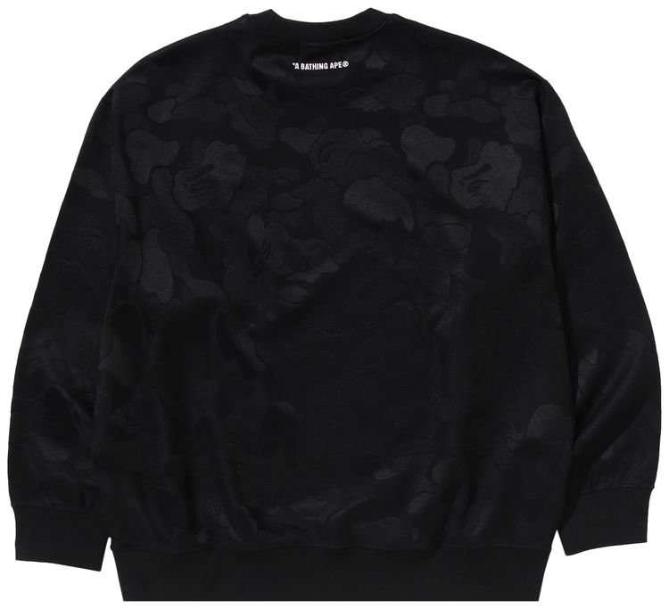 BAPE Solid Camo Jacquard One Point Relax Fit Crewneck Sweatshirt Black