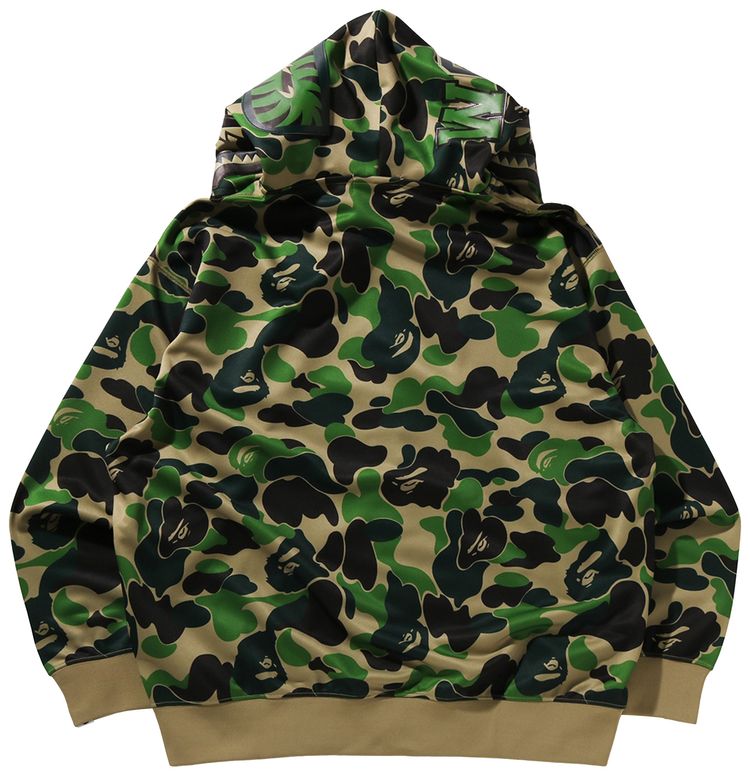 BAPE ABC Camo Rayon Relaxed Fit Shark Full Zip Hoodie Green