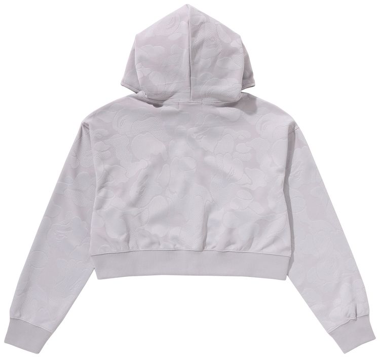 BAPE Solid Camo Jacquard One Point Cropped Zip Hoodie Grey
