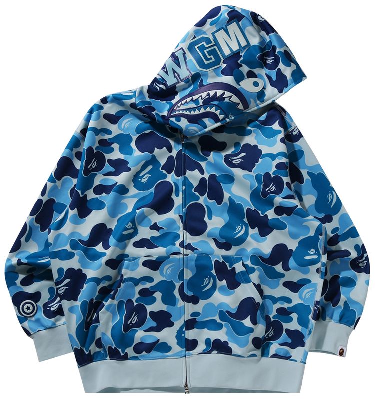 BAPE ABC Camo Rayon Relaxed Fit Shark Full Zip Hoodie Blue