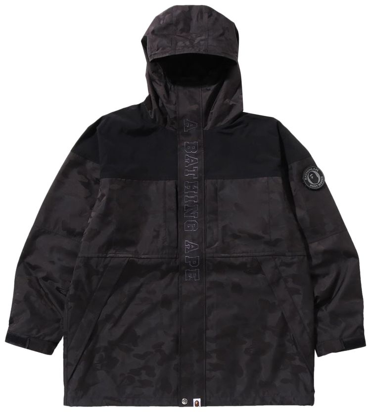 BAPE Solid Camo Jacquard Long Coat Black