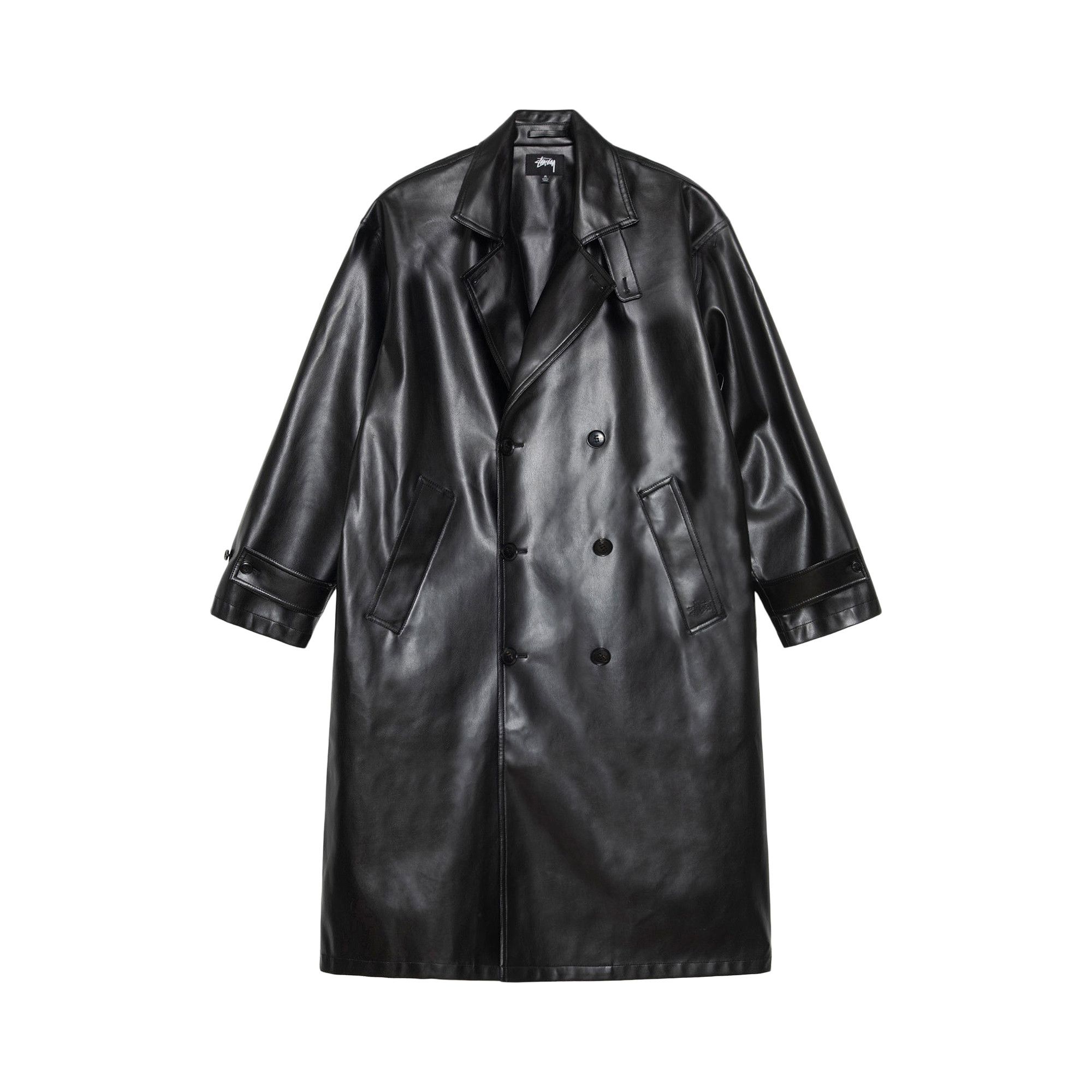 Buy Stussy Double Breasted Trench Coat 'Black' - 115800 BLAC | GOAT