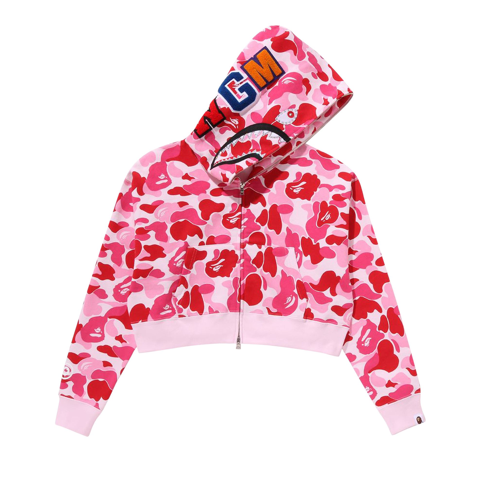 Buy BAPE ABC Camo Crystal Stone Shark Cropped Full Zip Hoodie
