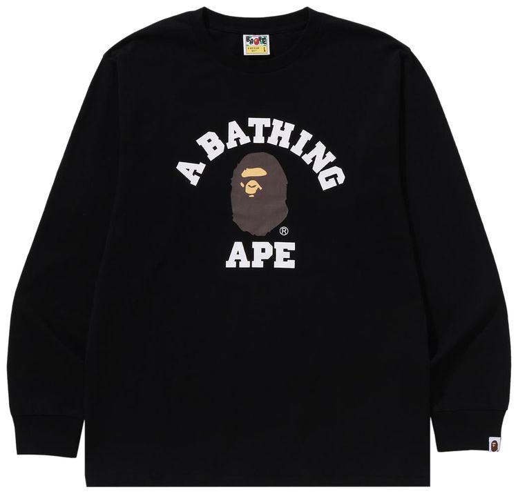 BAPE College Long Sleeve Tee Black