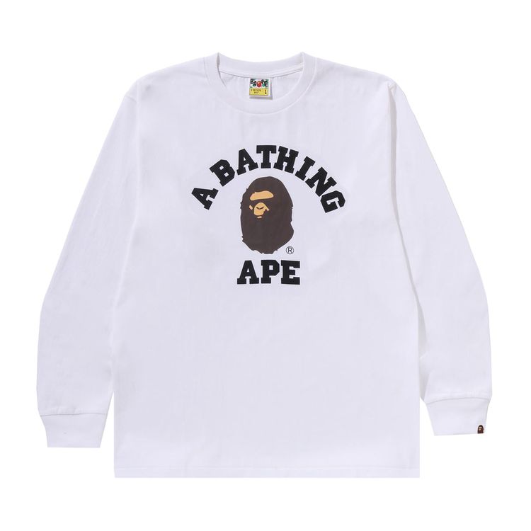 BAPE College Long Sleeve Tee White