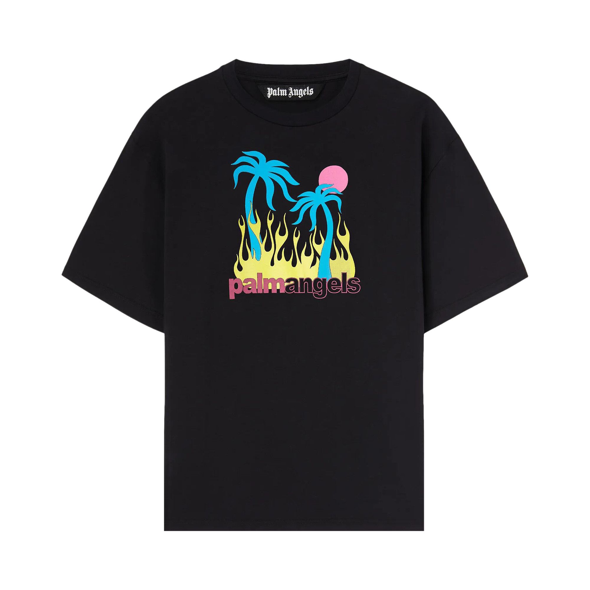 Tシャツ・カットソー Palm Angels BURNING OASI SLIM TEE (PMAA089S25JER002 1084) BURNING OASI SLIM TEE OFF WHITE - MULTIC in OFF WHITE