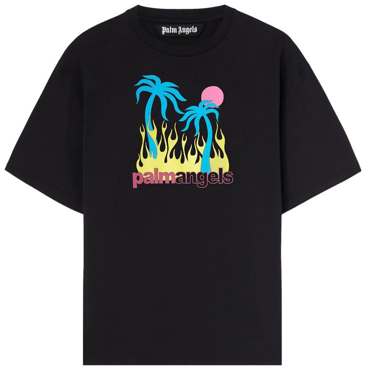Palm Angels Burning Oasi Slim Tee BlackMulticolor