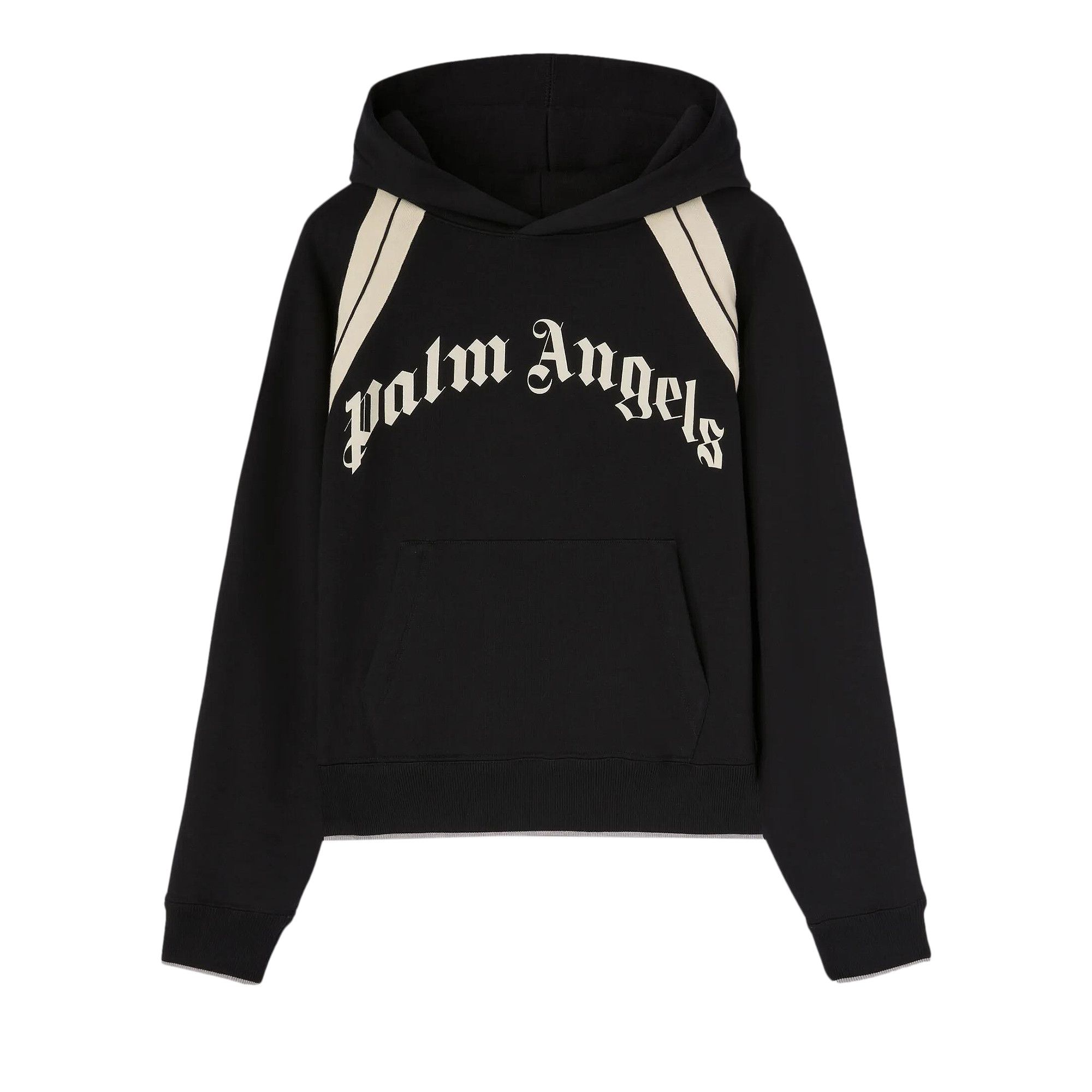 PALM ANGELS ロコフリントリフヘムフティ PMBB171S25FLE001 100B Buy Palm Angels Curved Logo Track Hoodie 'Black/Ivory