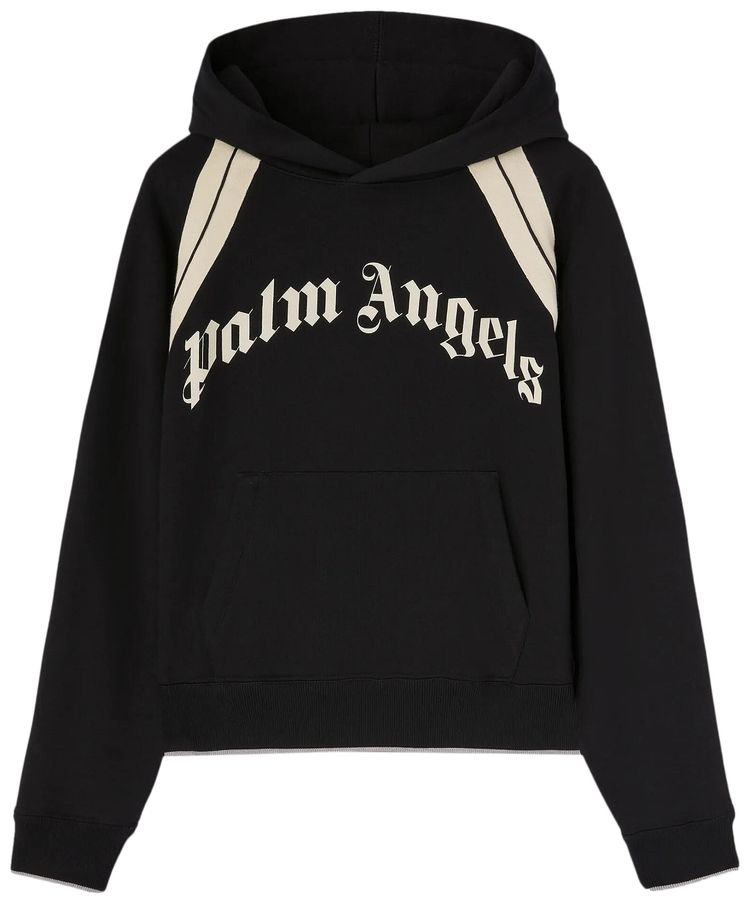 Palm Angels Curved Logo Track Hoodie BlackIvory