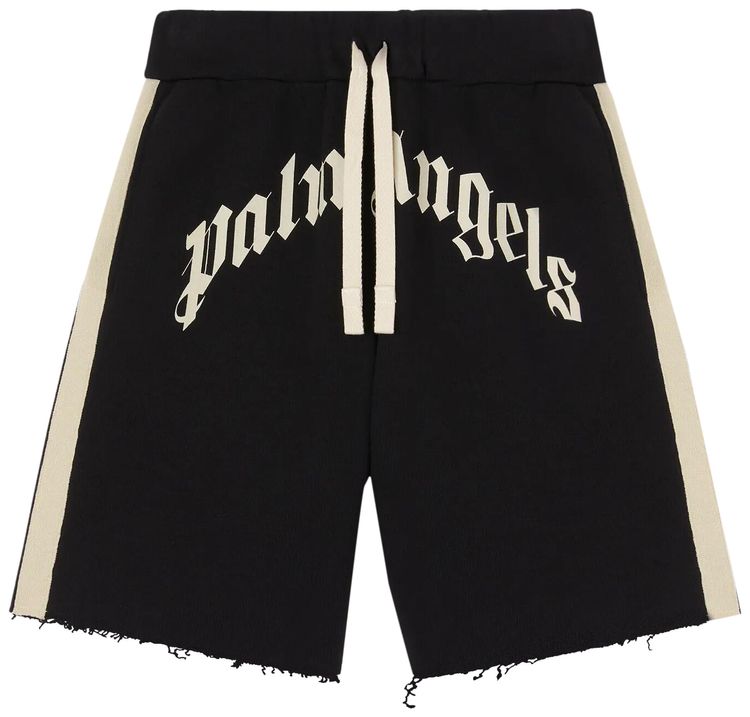Palm Angels Curved Logo Track Sweatshorts BlackIvory