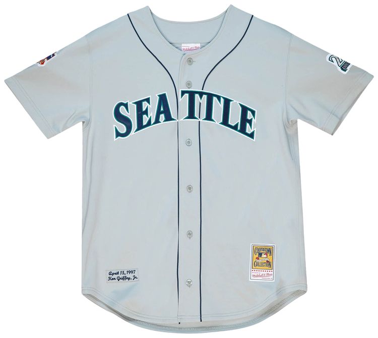 Mitchell  Ness MLB Authentic Seattle Mariners 1997 Ken Griffey Jr Home Jersey Grey