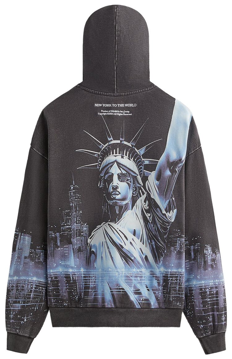 Kith NY to the World Neon Liberty Vintage Nelson Hoodie Black