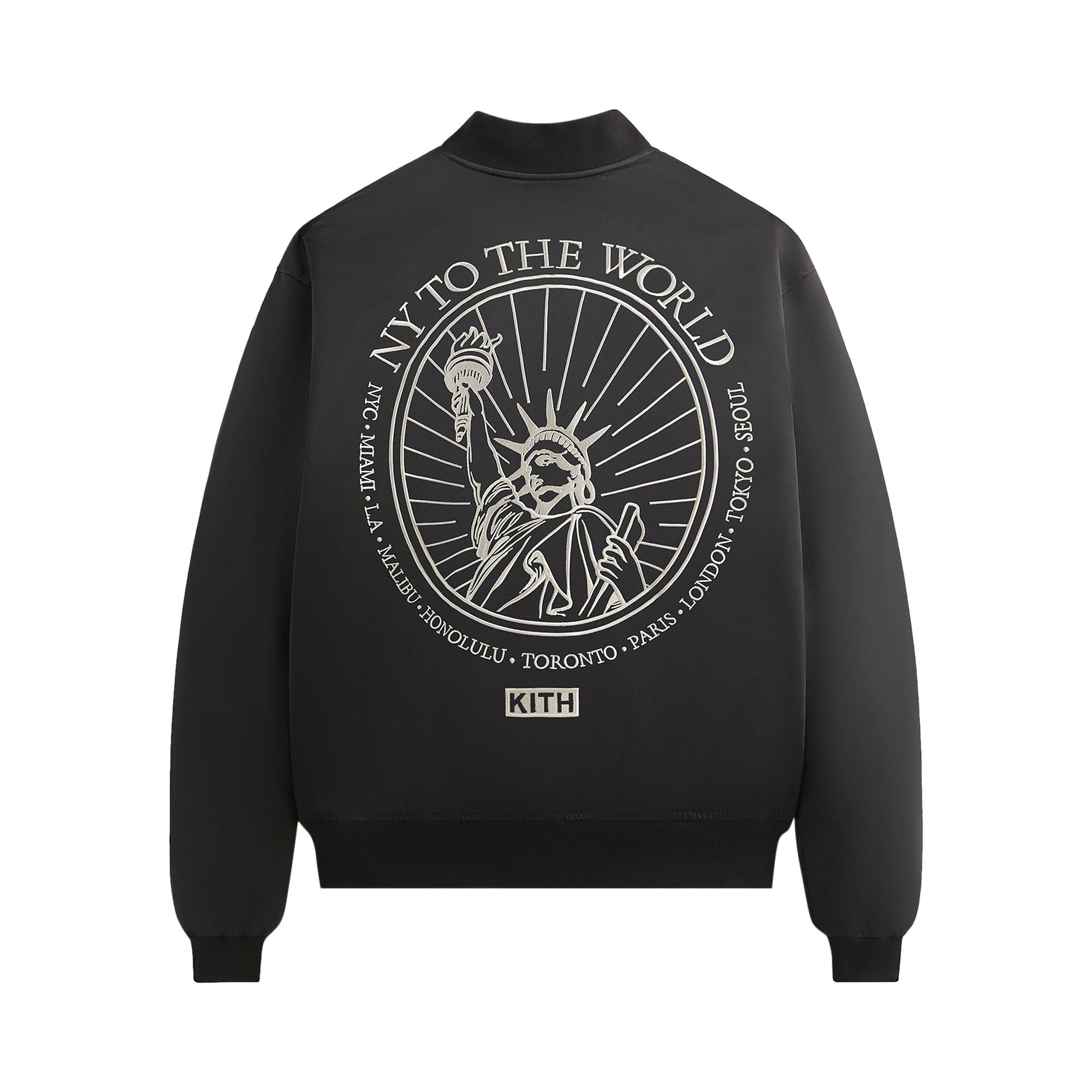 Buy Kith NY to the World Satin Bomber Jacket 'Black' - KHM010675