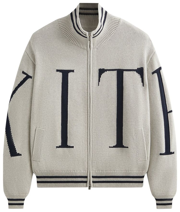 Kith Big Letter New York Wyona Full Zip Sweater Light Heather Grey