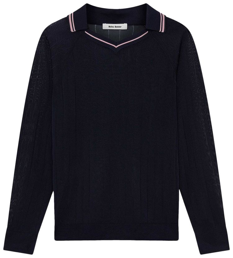 Wales Bonner Roots Polo Shirt NavyPink