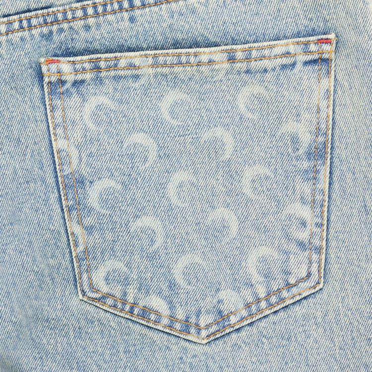 Marine Serre Moon Laser Denim Baggy Jeans Light Beige