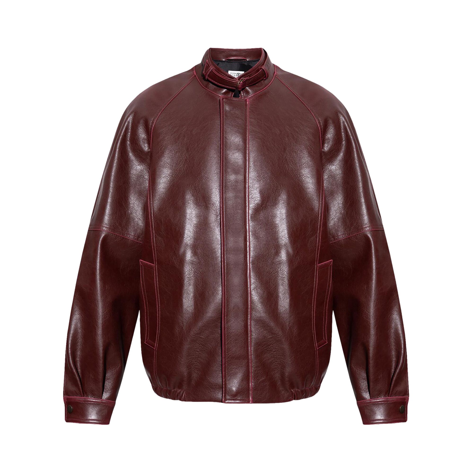 Buy MM6 Maison Margiela Faux Leather Sports Jacket 'Burgundy