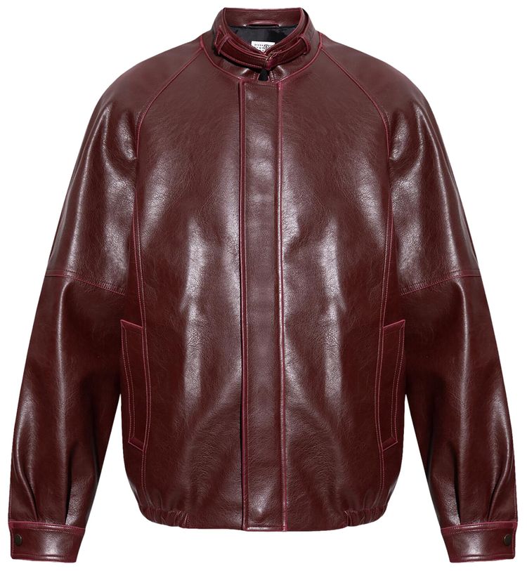 MM6 Maison Margiela Faux Leather Sports Jacket Burgundy