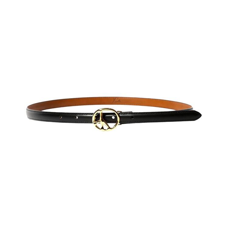 Needles Peace Buckle Narrow Belt Black