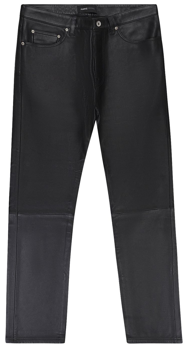 PURPLE BRAND Leather Relaxed Fit Pant Black
