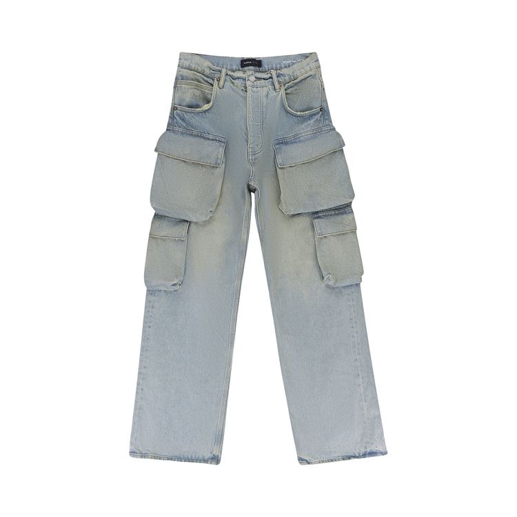 PURPLE BRAND Relaxed Double Cargo Jeans Light Indigo
