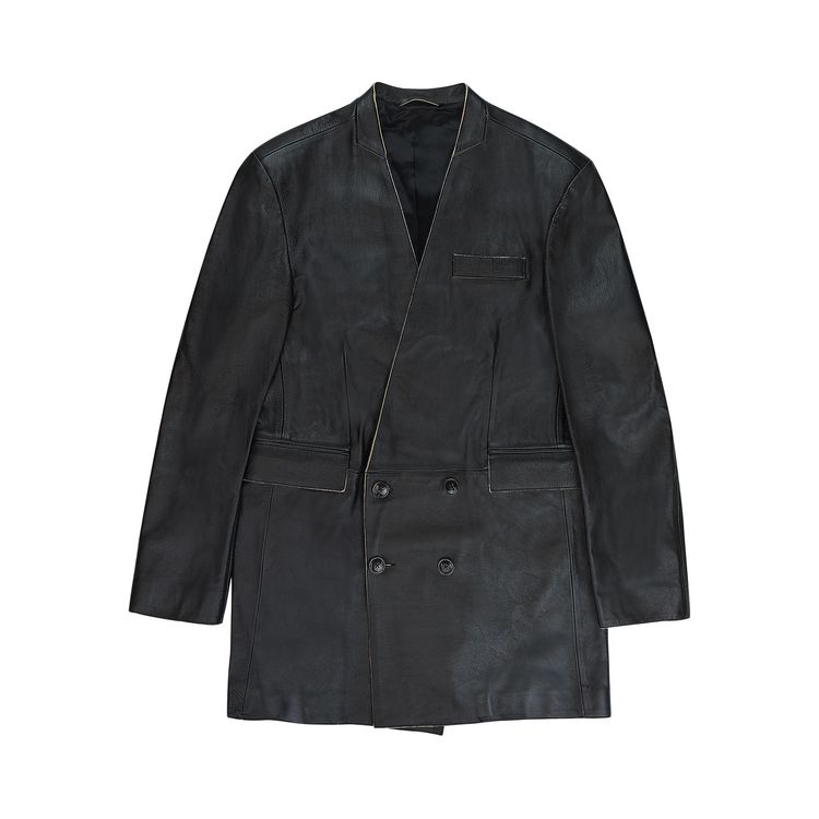 Martine Rose Leather Double Breasted Jacket Black