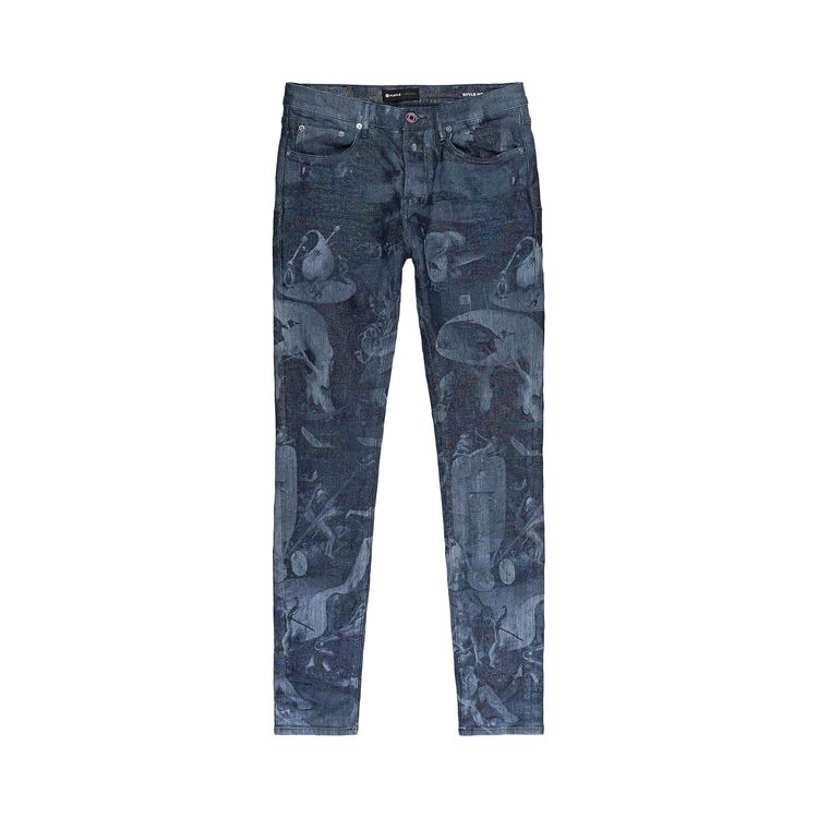 PURPLE BRAND Washed Prism Laser Print Skinny Jeans Indigo